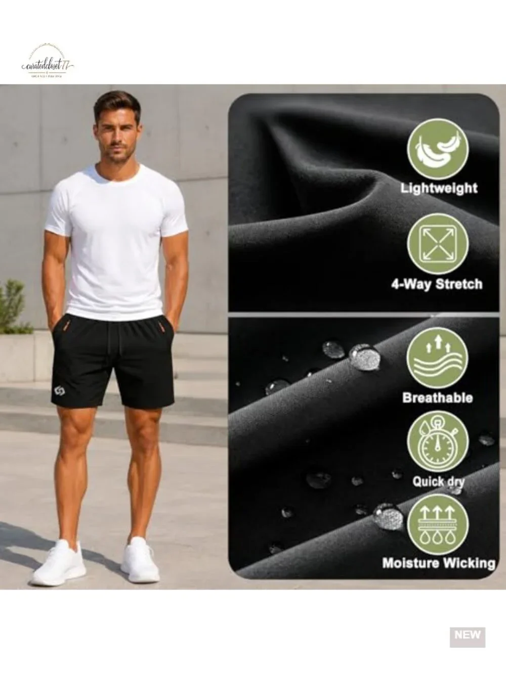 Men's 7 Inch Athletic Gym Shorts Quick Dry with Zipper Pockets Polyester Spandex